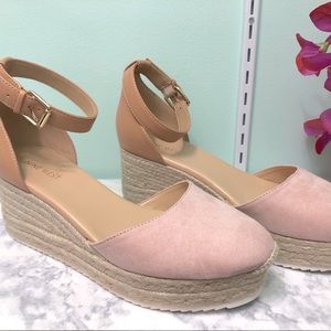 NINE WEST baby pink espadrille wedges